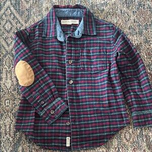 Hope & Henry Kids Plaid Button-Down Shirt - Navy and Red